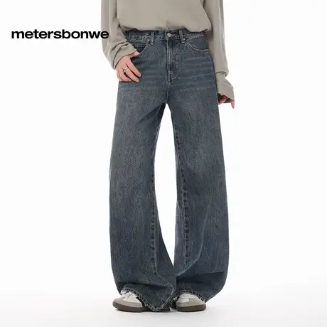 【晁然推荐】美特斯邦威牛仔裤女2025秋季百搭宽松低腰直筒裤ZZ图片