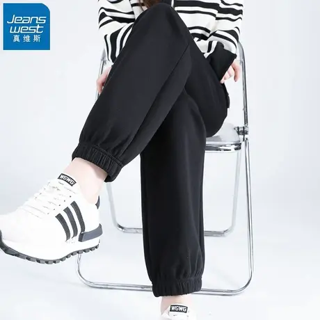 KHV真维斯休闲束脚运动裤子女春秋2025新款宽松高腰显瘦学生卫裤商品大图