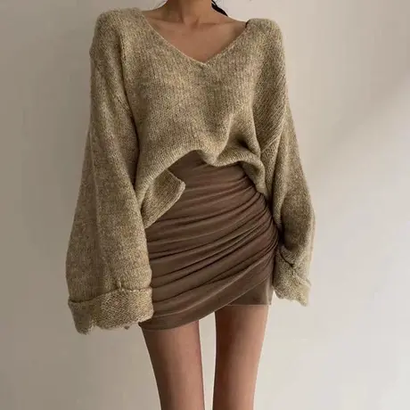 韩国东大门女装春夏新款交叉褶皱性感包臀半身裙百搭高腰超短裙潮商品大图