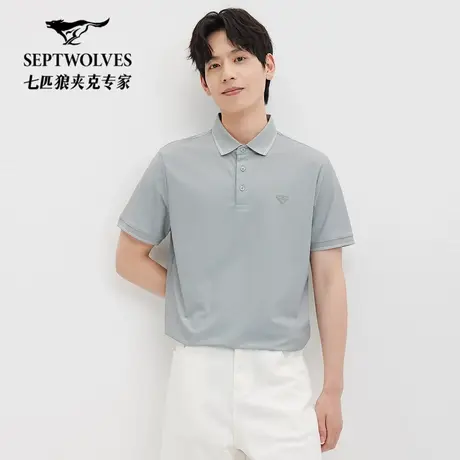 七匹狼短袖翻领T恤男士2025夏季新款锦氨蜂窝提花polo衫男装上衣图片