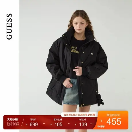 GUESS女士简约满印logo立领绗缝棉服-V4BL01WGLW2商品大图
