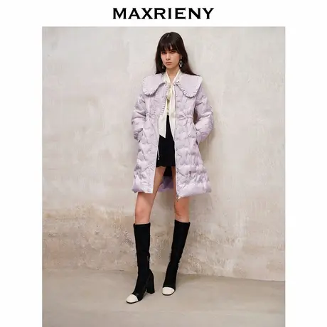 【奥莱】MAXRIENY精致复古氛围感月光紫腰带外套秋冬羽绒服女商品大图