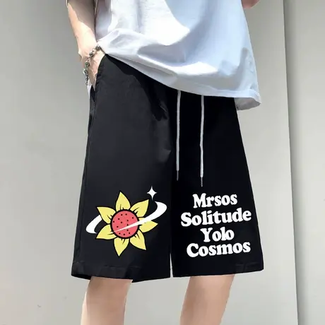 短裤男夏季2025新款薄款透气运动裤美式休闲裤ins宽松潮牌五分裤图片