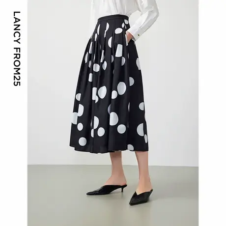 朗姿法式复古小香风波点流行半裙女2024年春新款高级感气质半身裙图片