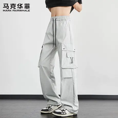 马克华菲休闲裤男夏季薄款宽松直筒运动夏天工装伞兵长裤子男款X商品大图