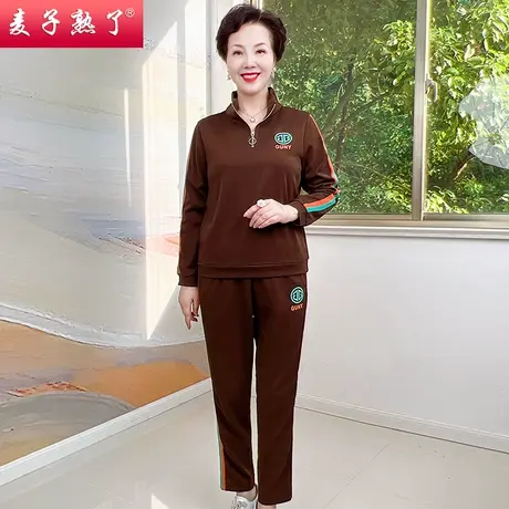 妈妈装2022新款秋装两件套装减龄洋气休闲运动服秋外套中老年女装商品大图