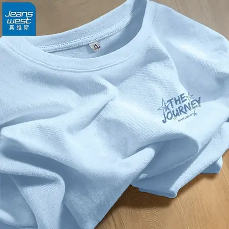 KHV真维斯超好看独特漂亮上衣2025新款宽松纯棉正肩短袖t恤女夏季商品大图