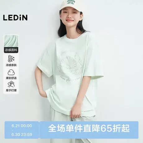 【凉感】乐町深海秘密宽松短袖25年夏季新款oversize遮肉印花T恤图片