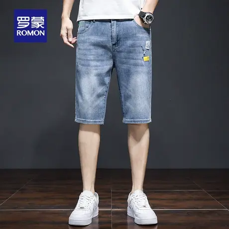 罗蒙男士时尚休闲牛仔短裤2025夏季新款潮流百搭直筒五分裤男N1Z图片