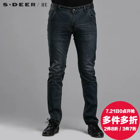 sdeerhe圣迪奥男装2017秋装休闲经典直筒水洗牛仔长裤H15170815图片