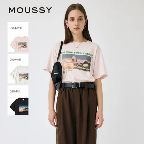 MOUSSY 2025夏季新品自由城市图案印花三色短袖T恤010IS390-9401商品大图