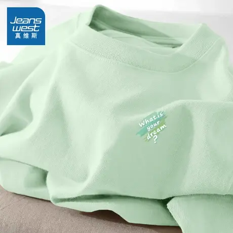 KMV真维斯纯棉短袖t恤2025新款夏季女士设计感宽松内搭多巴胺上衣商品大图