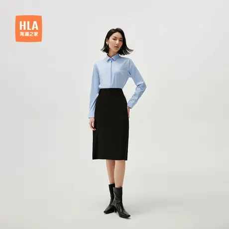 HLA/海澜之家梭织弹力半身裙24秋新商务知性显瘦纯色易搭裙子女装商品大图