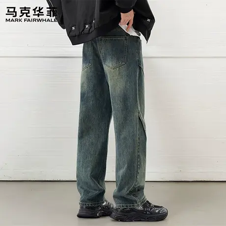 马克华菲夏季牛仔裤男生2025新款直筒宽松复古阔腿休闲长裤子男X商品大图