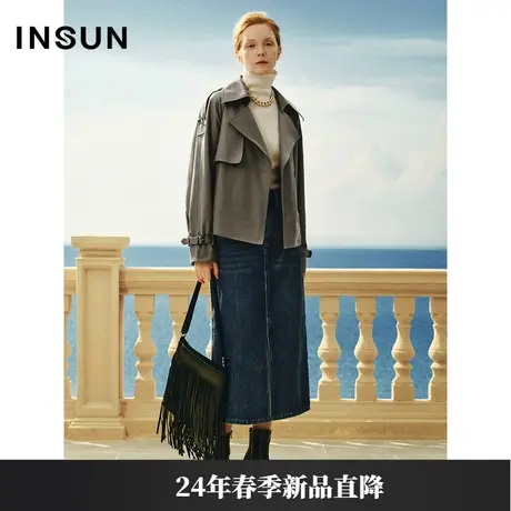 INSUN恩裳专选春季气质休闲短款风衣外套商品大图