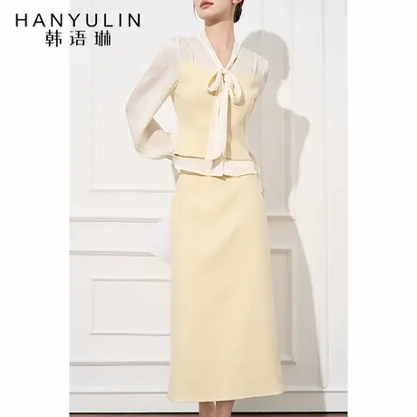 法式气质长袖衬衫女2025新款女春秋季设计个小众小香风假两件上衣图片