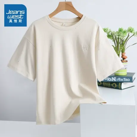 G8真维斯女装2025夏季新款 宽松百搭简约女生休闲打底小众T恤图片