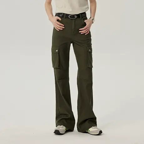 omont蛋挞家 复古低腰工装微喇裤女春季新款显瘦休闲马蹄裤子商品大图