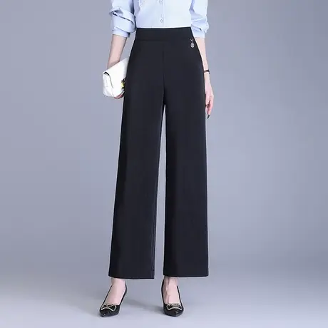 醋酸暗花阔腿裤女2025夏季薄款宽松高腰显瘦垂感长裤休闲直筒裤子商品大图