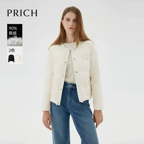 【90%鹅绒】PRICH经典小香风双排扣短款羽绒服冬季新款外套女商品大图