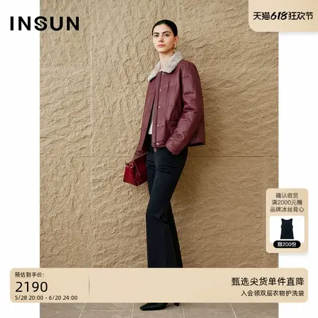 「巴恩风」INSUN恩裳专选2024冬季复古银蓝水貂领绵羊皮鹅绒服商品大图