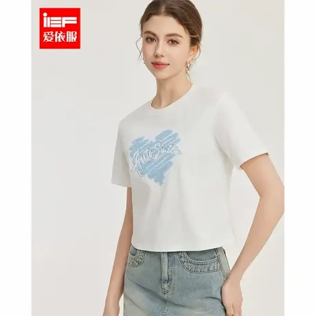 IEF/爱依服上衣2025春季新款韩版时尚设计感爱心印花通勤百搭T恤图片