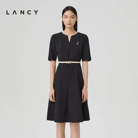 LANCY/朗姿春季新款法式小黑裙气质修身连衣裙女高级感裙子图片