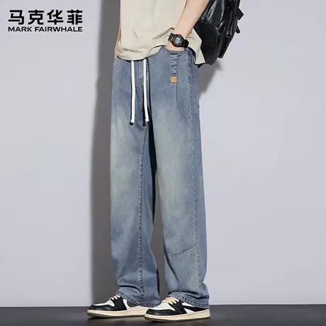马克华菲男士牛仔裤夏季2025新款美式潮牌宽松复古男生阔腿裤子X商品大图