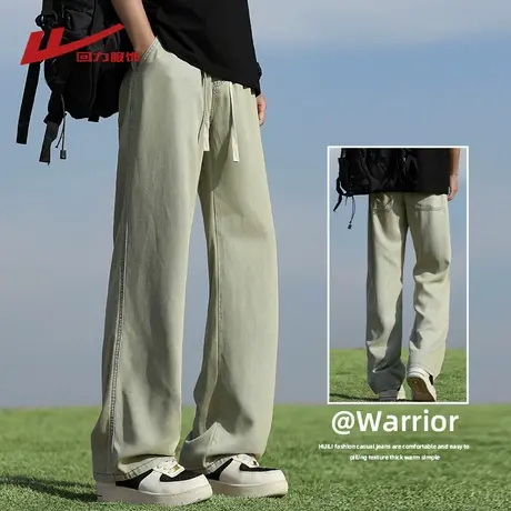 回力莱赛尔天丝牛仔裤男士夏季薄款宽松直筒冰丝复古休闲阔腿长裤图片