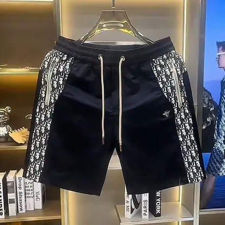 2025夏季新款男士短裤时尚加肥加大码欧货五分裤男款中裤沙滩裤子图片