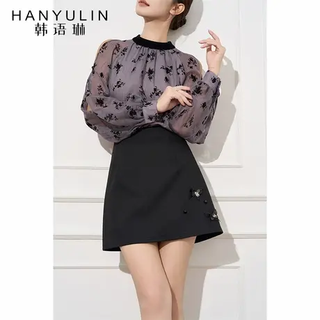 法式气质长袖衬衫女2025新款女春秋季薄款显瘦设计个小众短款上衣图片