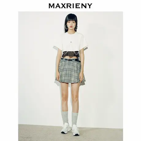 【限量主题秀款】MAXRIENY精致随性风拼接蕾丝T恤上衣商品大图