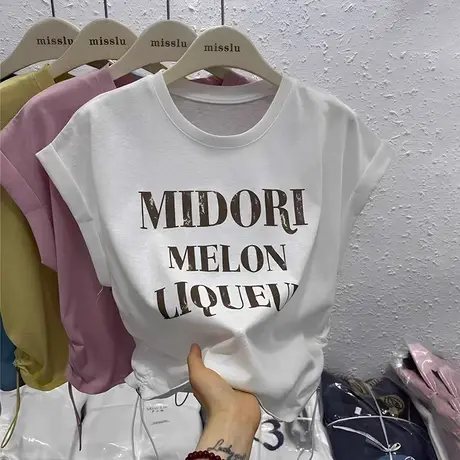 百搭字母印花短袖t恤女2025新款夏季韩版休闲上衣宽松显瘦小衫潮图片