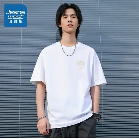 E8真维斯男装2025夏季新款 时尚潮流休闲合身圆领短袖T恤上衣商品大图