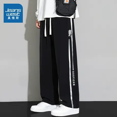 WX真维斯男装2025春季新款 潮流美式男装长裤宽松百搭抽绳休闲裤商品大图