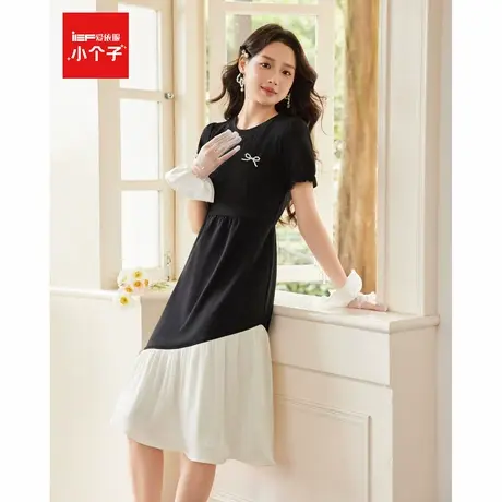 IEF/爱依服连衣裙2025夏季新款法式名媛淑女气质拼接设计连衣中裙商品大图