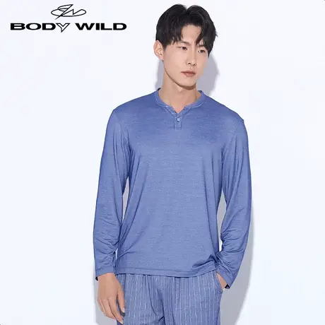 BODY WILD宝迪威德新品牛仔条纹男士长袖打底上衣ZBN41MY2商品大图