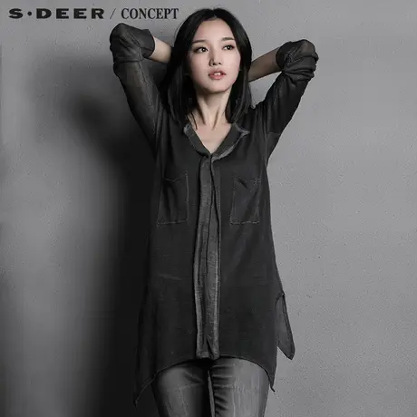 S·DEER＼CONCEPT【新品】圣迪奥女时尚做旧感针织罩衫S15383502图片