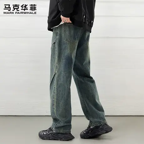 马克华菲男士牛仔裤夏季薄款2025新款夏日宽松直筒男生休闲裤子X商品大图