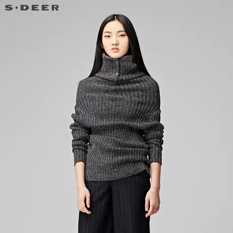 sdeer ⛸圣迪奥冬装女装夸张高领设计 ⛹修身针织衫S17483568商品大图