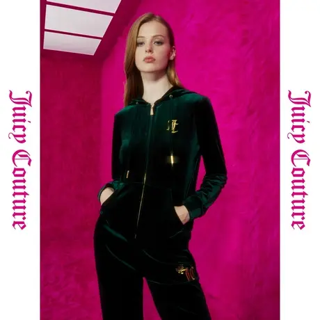 Juicy Couture橘滋春夏新款装女年款绿野仙踪重工烫钻丝绒外套商品大图