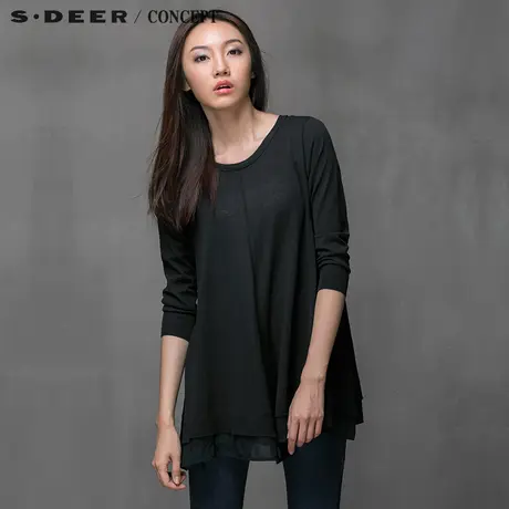 S·DEER＼CONCEPT【上新】圣迪奥女装宽松拼接摆针织衫S14183554图片