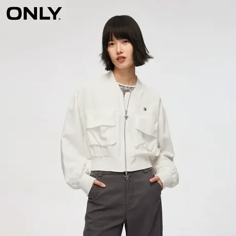ONLY奥莱夏季潮流休闲立领落肩短款宽松外套女商品大图