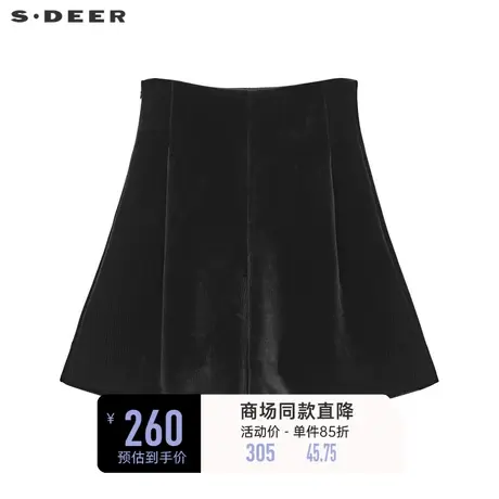 sdeer圣迪奥女装复古高腰压褶灯芯绒A字短裤S23480902图片