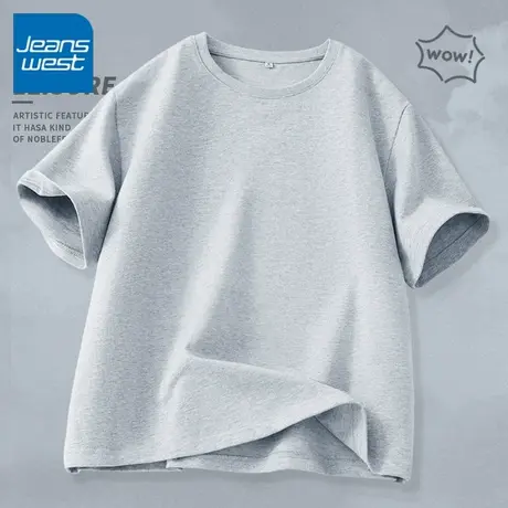 KV真维斯灰色短袖t恤女2025新款 夏体恤纯棉正肩半袖松弛大码上衣商品大图