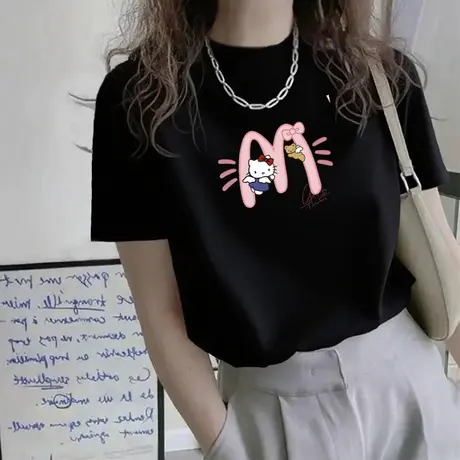 黑色半高领纯棉短袖t恤女2025新款夏季显瘦百搭中领体恤内搭上衣商品大图