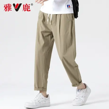 【凉感冰丝】雅鹿休闲裤男士宽松潮牌男款卡其色长裤帅气九分裤子商品大图