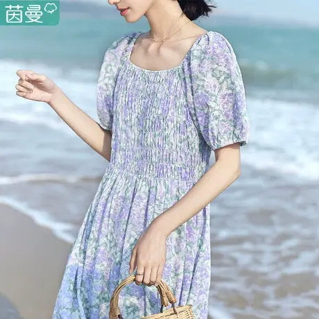 茵曼女士连衣裙2023新款洋气裙子女夏季甜美设计感小众法式小碎花商品大图