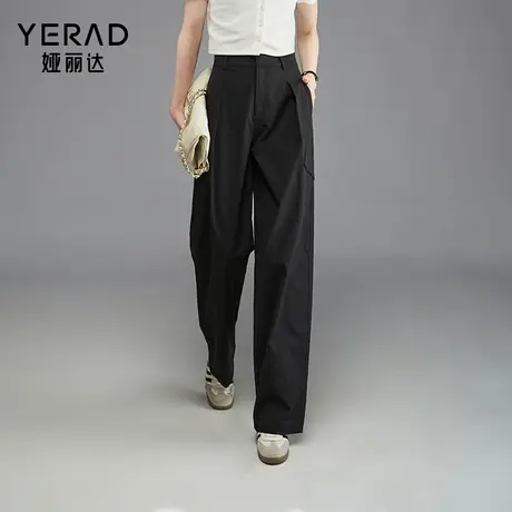 娅丽达轻薄阔腿裤女夏季2025新款户外休闲裤黑色女裤子直筒工装裤图片
