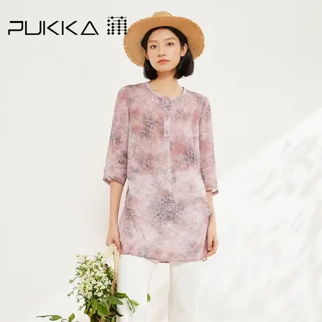 蒲PUKKA 苎麻印花衬衫女2025夏季新款宽松休闲上衣商品大图